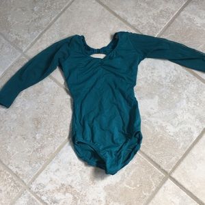 Aqua 3/4 sleeve leotard.